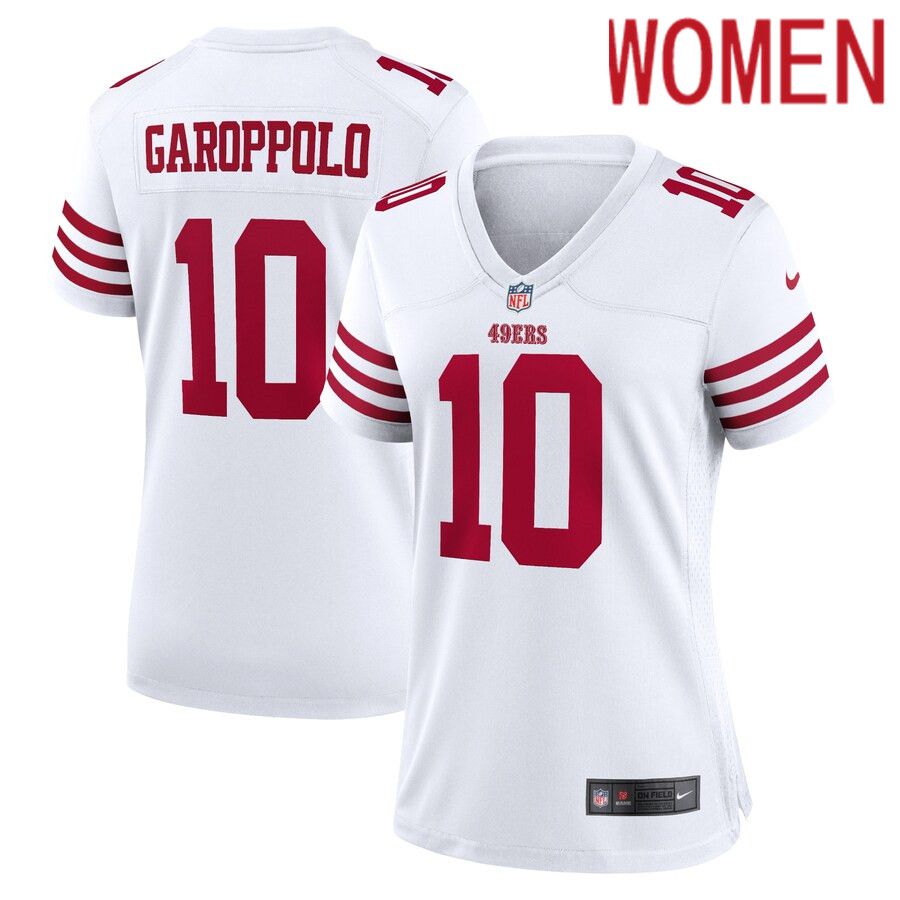 Women San Francisco 49ers #10 Jimmy Garoppolo Nike White Player Game NFL Jersey->customized nfl jersey->Custom Jersey